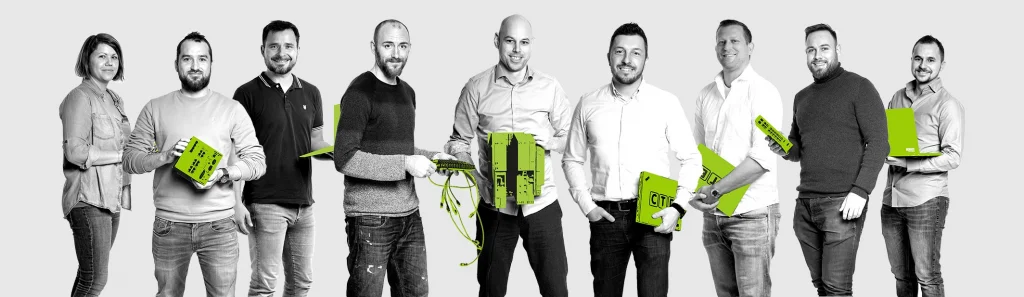 Design CTE-Leitbild &bdquo;engagiert" mit mehreren Mitarbeitern.