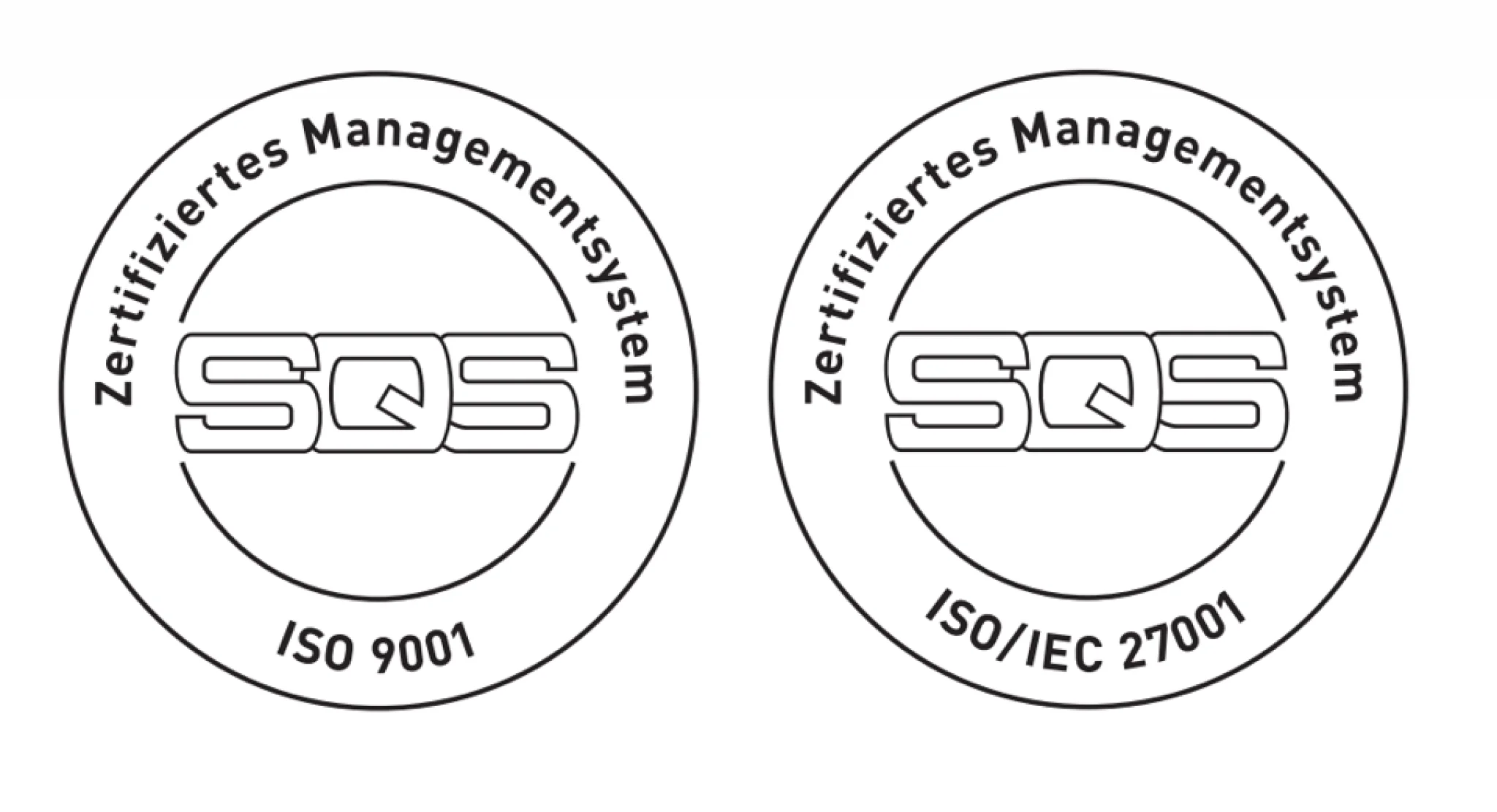 Logo ISO Zertifizierung: Zertifiziertes Managmentsystem SQS.