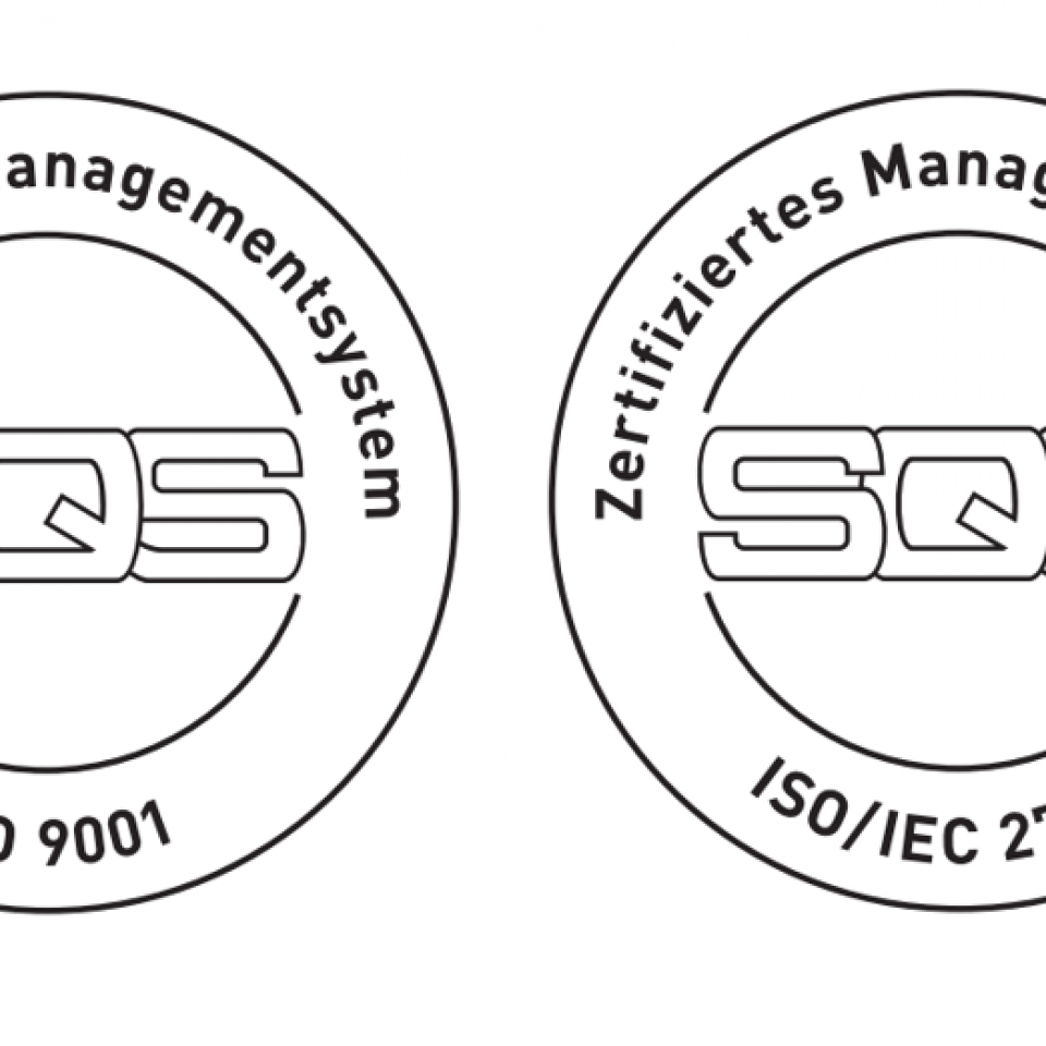 Logo ISO Zertifizierung: Zertifiziertes Managmentsystem SQS